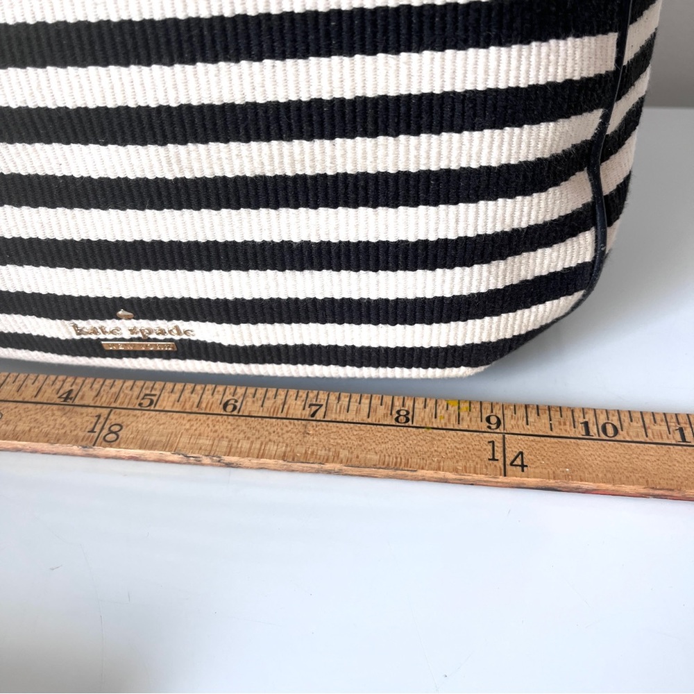 Kate Spade Black White Striped Crossbody Bag Canvas Leather Trim Convertible - Picture 15 of 16